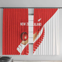 New Zealand Cricket Window Curtain Kiwi Birds Haka Dance Red Fern Sporty Style