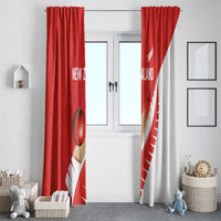 New Zealand Cricket Window Curtain Kiwi Birds Haka Dance Red Fern Sporty Style