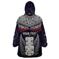 New Zealand Hei Tiki Wearable Blanket Hoodie Maori Purple Papua Shell Pattern LT03 - Polynesian Pride