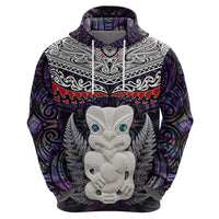 New Zealand Hei Tiki Zip Hoodie Maori Purple Papua Shell Pattern LT03 - Polynesian Pride
