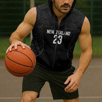 New Zealand Basketball Ta Moko Tribal Custom Sleeveless Zip Hoodie