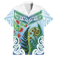 Aotearoa New Zealand Natural Plants Family Matching Short Sleeve Bodycon Dress and Hawaiian Shirt Pohutukawa with Silver Ferns Koru Frond Maori Tattoos