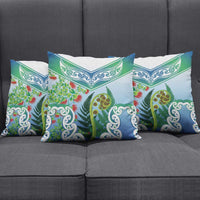 Aotearoa New Zealand Natural Plants Pillow Cover Pohutukawa with Silver Ferns Koru Frond Maori Tattoos