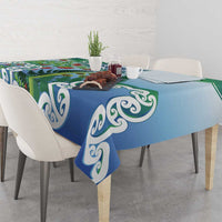 Aotearoa New Zealand Natural Plants Tablecloth Pohutukawa with Silver Ferns Koru Frond Maori Tattoos
