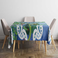 Aotearoa New Zealand Natural Plants Tablecloth Pohutukawa with Silver Ferns Koru Frond Maori Tattoos