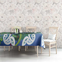 Aotearoa New Zealand Natural Plants Tablecloth Pohutukawa with Silver Ferns Koru Frond Maori Tattoos