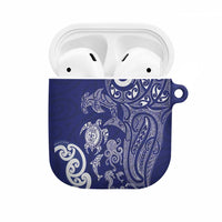New Zealand Sea Animals with Maori Tribal Tattoo AirPods Case Blue Color