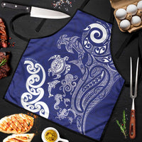 New Zealand Sea Animals with Maori Tribal Tattoo Apron Blue Color