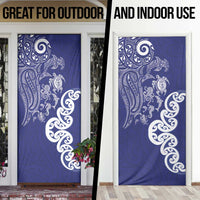 New Zealand Sea Animals with Maori Tribal Tattoo Door Cover Blue Color