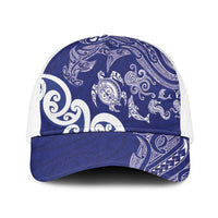 New Zealand Sea Animals with Maori Tribal Tattoo Mesh Trucker Cap Blue Color