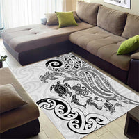 New Zealand Sea Animals with Maori Tribal Tattoo Area Rug White Color