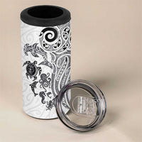 New Zealand Sea Animals with Maori Tribal Tattoo 4 in 1 Can Cooler Tumbler White Color