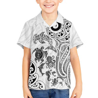 New Zealand Sea Animals with Maori Tribal Tattoo Hawaiian Shirt White Color