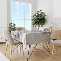 New Zealand Sea Animals with Maori Tribal Tattoo Tablecloth White Color