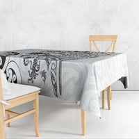 New Zealand Sea Animals with Maori Tribal Tattoo Tablecloth White Color