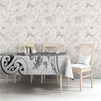 New Zealand Sea Animals with Maori Tribal Tattoo Tablecloth White Color