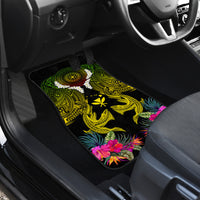 Hawaii Kanaka Maoli Car Mats Double Shark and Hibiscus Flowers