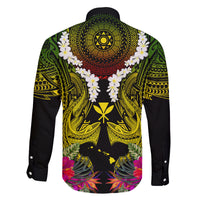 Hawaii Kanaka Maoli Family Matching Tank Maxi Dress and Hawaiian Shirt Double Shark and Hibiscus Flowers