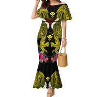 Hawaii Kanaka Maoli Mermaid Dress Double Shark and Hibiscus Flowers LT03 Women Black - Polynesian Pride