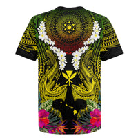 Hawaii Kanaka Maoli Rugby Jersey Double Shark and Hibiscus Flowers