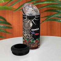 Samoa Siapo Polynesian Art 4 in 1 Can Cooler Tumbler Tropical Flowers and Tatau Pattern Brown LT03 - Polynesian Pride