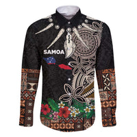 Samoa Siapo Polynesian Art Family Matching Mermaid Dress and Hawaiian Shirt Tropical Flowers and Tatau Pattern Brown