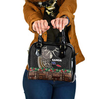 Samoa Siapo Polynesian Art Shoulder Handbag Tropical Flowers and Tatau Pattern Brown LT03 One Size Brown - Polynesian Pride