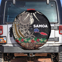 Samoa Siapo Polynesian Art Spare Tire Cover Tropical Flowers and Tatau Pattern Brown LT03 Brown - Polynesian Pride