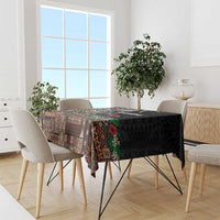 Samoa Siapo Polynesian Art Tablecloth Tropical Flowers and Tatau Pattern Brown