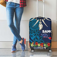 Samoa Siapo Polynesian Art Luggage Cover Tropical Flowers and Tatau Pattern Navy LT03 - Polynesian Pride
