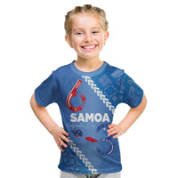 Samoa Independence Day Kid T Shirt Anniversary 63th-Siapo Art LT03 Blue - Polynesian Pride