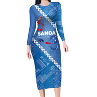 Samoa Independence Day Long Sleeve Bodycon Dress Anniversary 63th-Siapo Art
