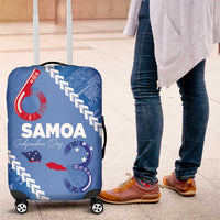 Samoa Independence Day Luggage Cover Anniversary 63th-Siapo Art LT03 Blue - Polynesian Pride