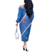 Samoa Independence Day Off The Shoulder Long Sleeve Dress Anniversary 63th-Siapo Art