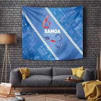 Samoa Independence Day Tapestry Anniversary 63th-Siapo Art LT03 Blue - Polynesian Pride