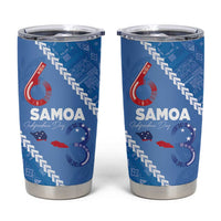 Samoa Independence Day Tumbler Cup Anniversary 63th-Siapo Art LT03 Blue - Polynesian Pride