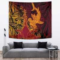 Hawaiian Volcano and Shark Tapestry Polynesian and Hibiscus Pattern Lava Color LT03 Red - Polynesian Pride