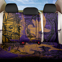 Hawaiian Volcano and Shark Back Car Seat Cover Polynesian and Hibiscus Pattern Purple Yellow Gradient LT03 One Size Purple - Polynesian Pride