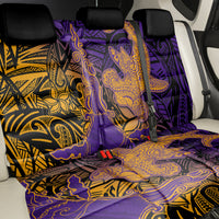 Hawaiian Volcano and Shark Back Car Seat Cover Polynesian and Hibiscus Pattern Purple Yellow Gradient LT03 - Polynesian Pride