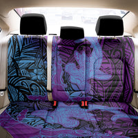 Hawaiian Volcano and Shark Back Car Seat Cover Polynesian and Hibiscus Pattern Violet Gradient LT03 - Polynesian Pride