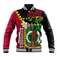 Vanuatu Nakamal and Plumeria Flowers Baseball Jacket Polynesian Pattern