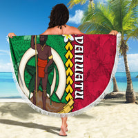Vanuatu Nakamal and Plumeria Flowers Beach Blanket Polynesian Pattern