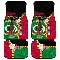 Vanuatu Nakamal and Plumeria Flowers Car Mats Polynesian Pattern