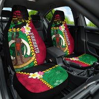 Vanuatu Nakamal and Plumeria Flowers Car Seat Cover Polynesian Pattern