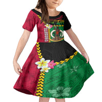 Vanuatu Nakamal and Plumeria Flowers Family Matching Off The Shoulder Long Sleeve Dress and Hawaiian Shirt Polynesian Pattern LT03 Daughter's Dress Black - Polynesian Pride
