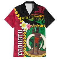 Vanuatu Nakamal and Plumeria Flowers Family Matching Off Shoulder Short Dress and Hawaiian Shirt Polynesian Pattern LT03 Dad's Shirt - Short Sleeve Black - Polynesian Pride