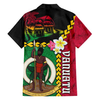 Vanuatu Nakamal and Plumeria Flowers Hawaiian Shirt Polynesian Pattern
