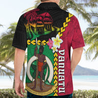 Vanuatu Nakamal and Plumeria Flowers Hawaiian Shirt Polynesian Pattern