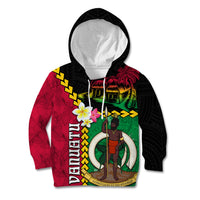 Vanuatu Nakamal and Plumeria Flowers Kid Hoodie Polynesian Pattern