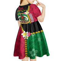 Vanuatu Nakamal and Plumeria Flowers Kid Short Sleeve Dress Polynesian Pattern